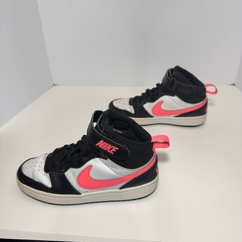 Nike Court Borough Mid 2 Sneakers Black White Pink | Youth Size 4 - Picture 13 of 14